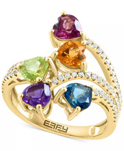 [14K] Gold  Multi Gemstone (2-1/3 Ct. T.W.) & Diamond (1/4 Ct. T.W.) Heart Statement Ring