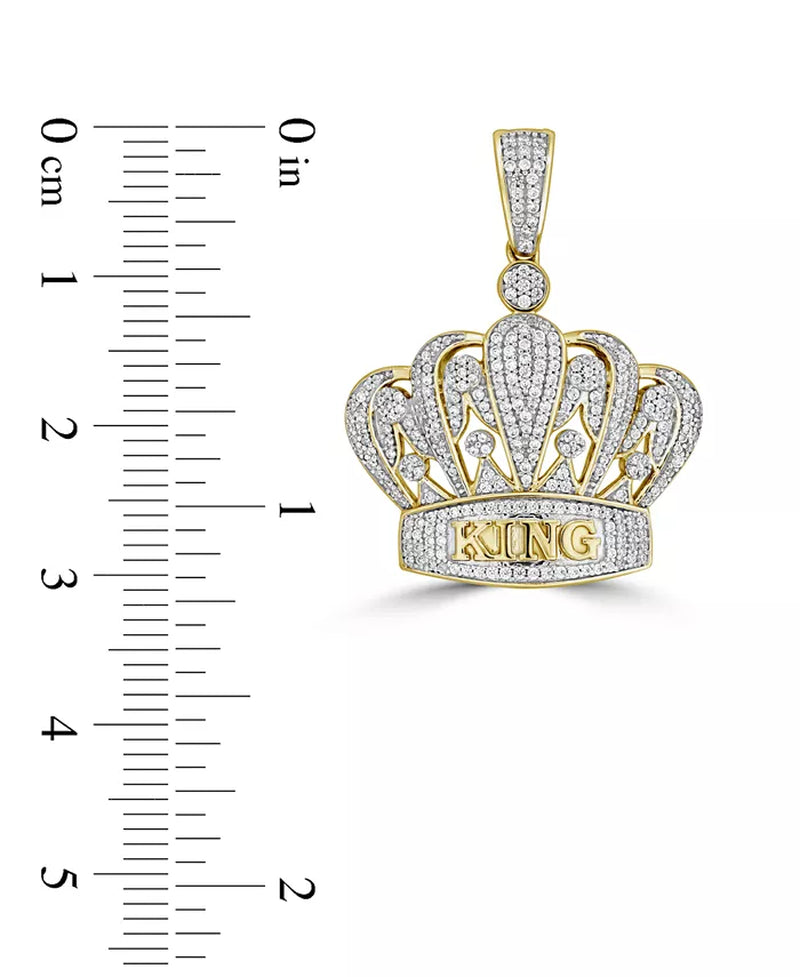 [10K, 3/4 Ct. T.W.] Gold Diamond Pavã© King & Crown Pendant