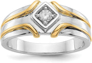 [14K] White Yellow Gold Two-Tone Men's Diamond Men'S Ring