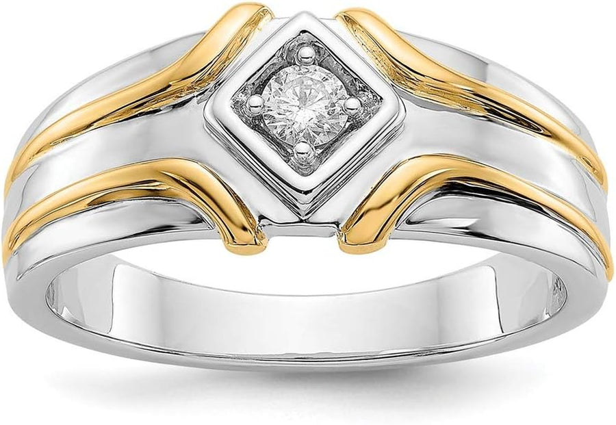 [14K] White Yellow Gold Two-Tone Men's Diamond Men'S Ring