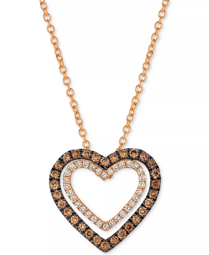 [14K, 1/3 Ct. T.W.] Rose Gold Chocolatierâ® Diamond Heart Necklace