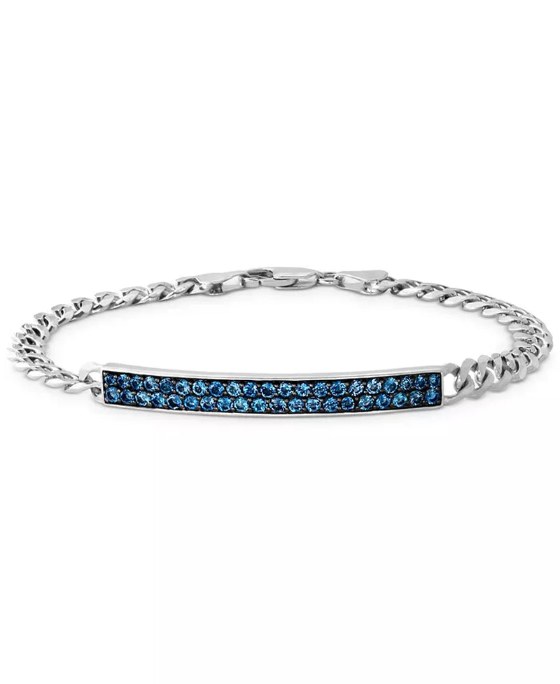 [2-1/4 Ct. T.W.] Men's Sterling Silver London Blue Topaz Bracelet