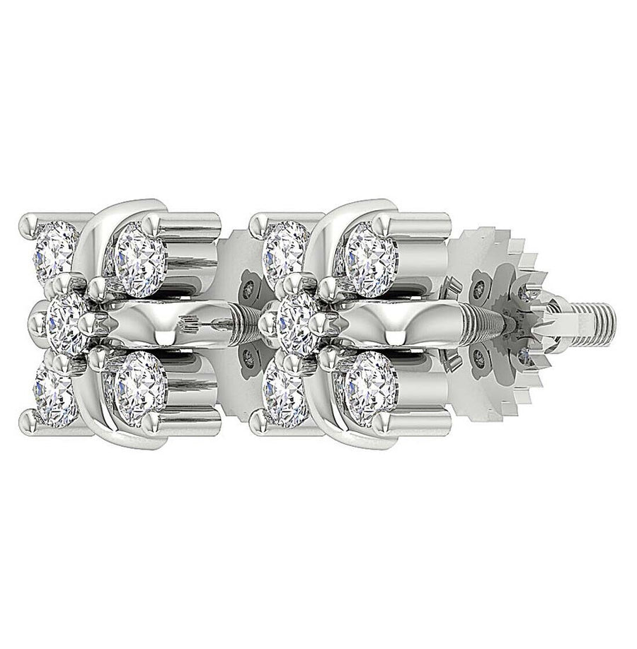 [14K, 0.30 Ct ] White Gold Genuine Diamond Fashion Studs Earrings