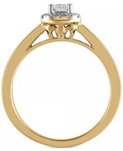 [14K, 1/2 Ct. T.W.] Gold Diamond Emerald-Cut Halo Engagement Ring