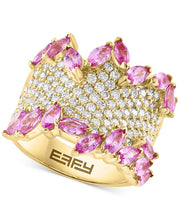 [14K] Gold Pink Sapphire (3-1/4 Ct. T.W.) & Diamond (1-3/8 Ct. T.W.) Pavé Statement Ring