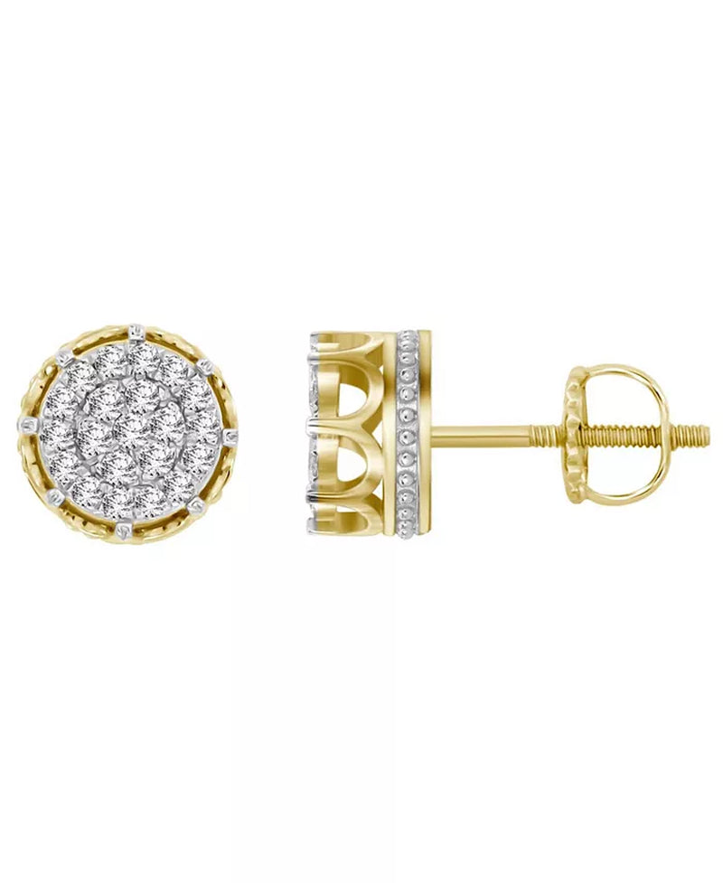 [10K, 1/4 Ct.T.W.] Yellow Gold Mens Diamond Earring Set