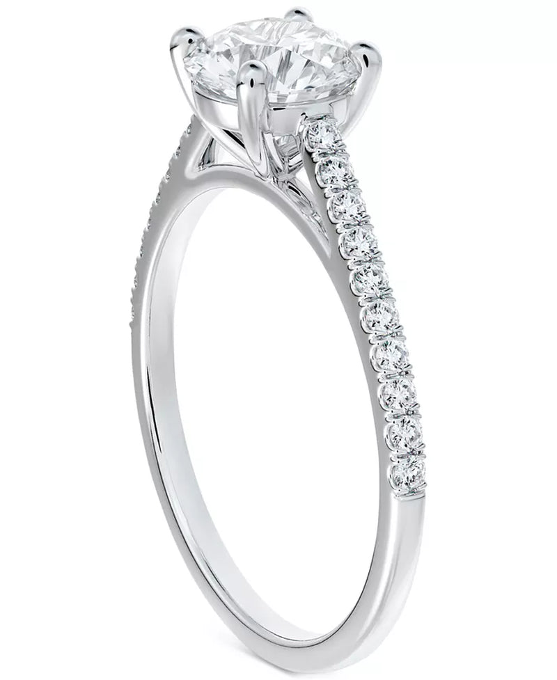 [14K, 5/8 Ct. T.W.] White Gold Diamond Cathedral Pavã© Engagement Ring