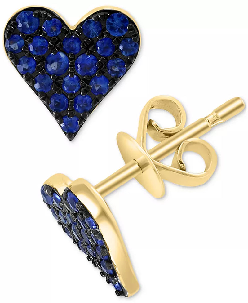 [14K, 1/3 Ct. T.W.] Gold EFFY® Sapphire or Ruby Pavé Heart Stud Earrings