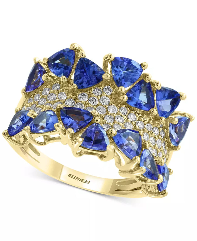 [14K] Gold Tanzanite (3 Ct. T.W.) & Diamond (3/8 Ct. T.W.) Ring