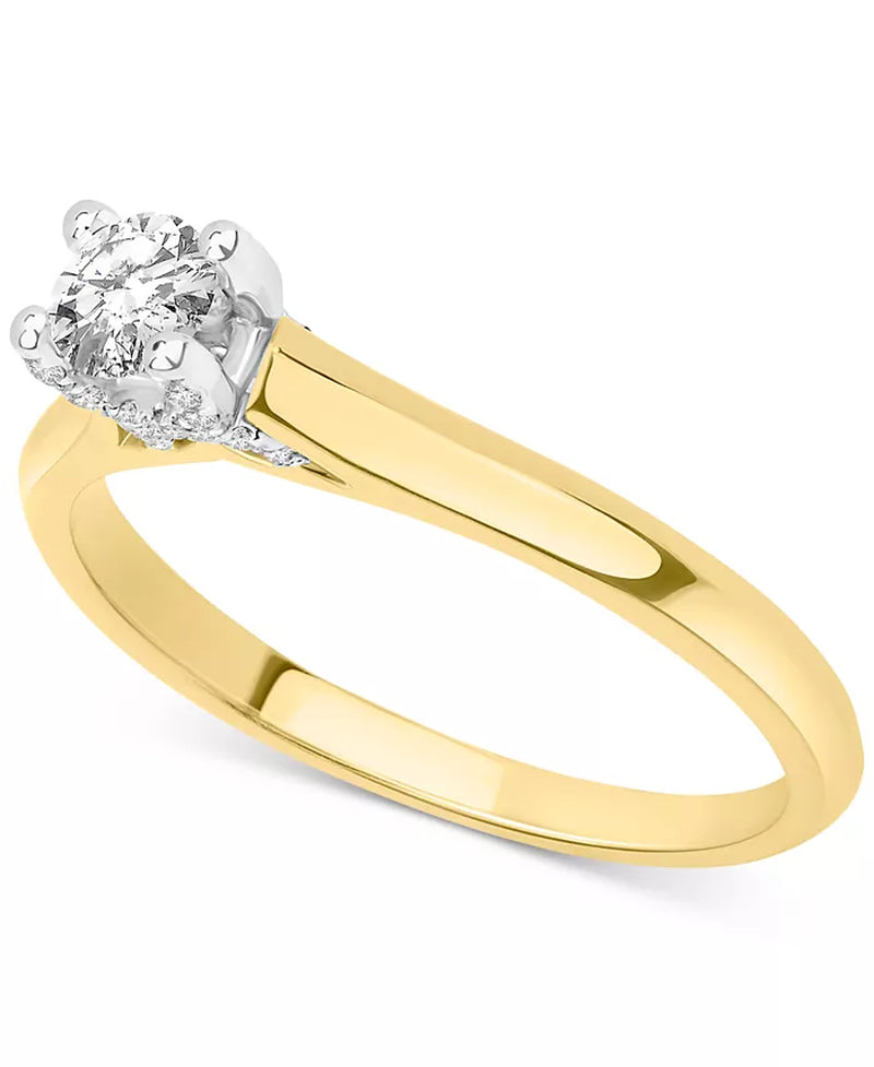 [14K, 1/3 Ct. T.W.] Gold Diamond Solitaire Engagement Ring