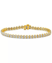 [3 Ct. T.W.] 10K Gold Diamond Heart Cluster Tennis Bracelet