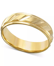 Men'S Brushed & Milgrain Band in 14K Gold