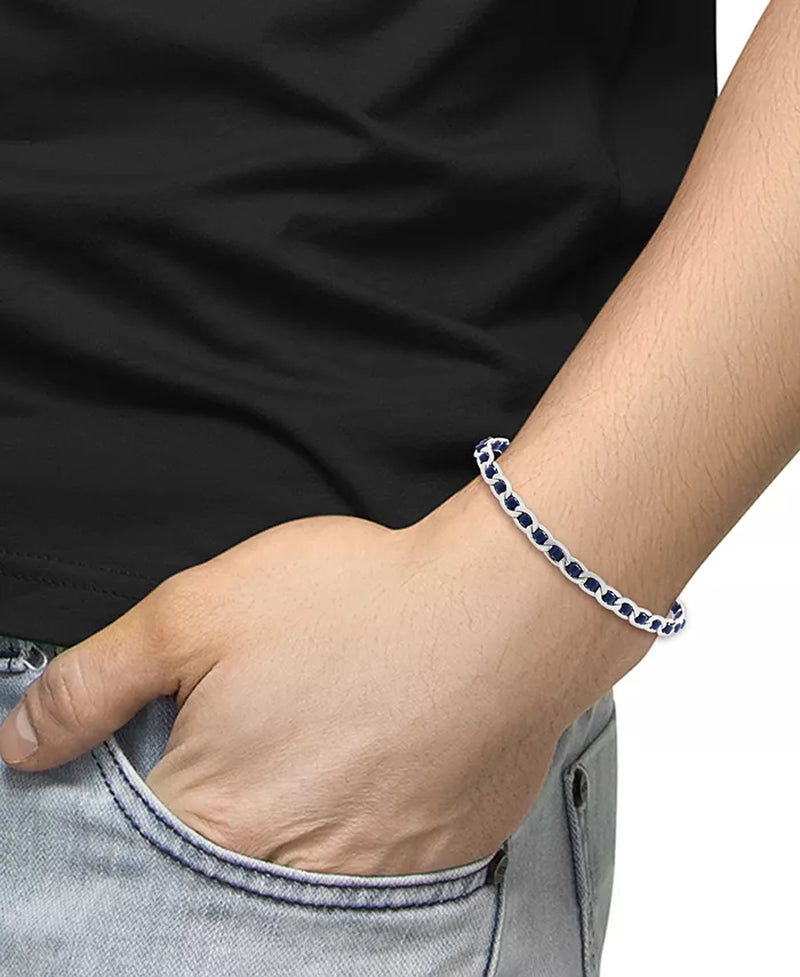 Men's Sterling Silver Leather Woven Link Bracelet