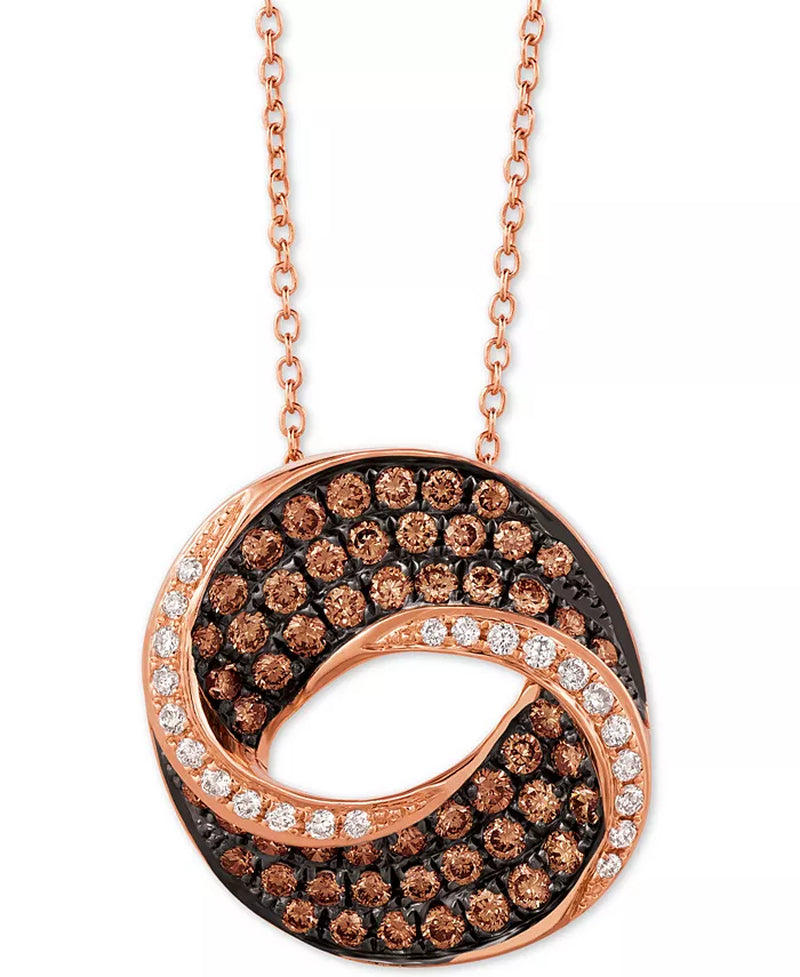 [14K, 9/10 Ct. T.W.] Rose Gold 18" Chocolatierâ® Diamond Swirl Pendant