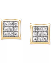 [10K. 1/2 Ct. T.W.] Gold Lab Grown Diamond Square Cluster Stud Earrings