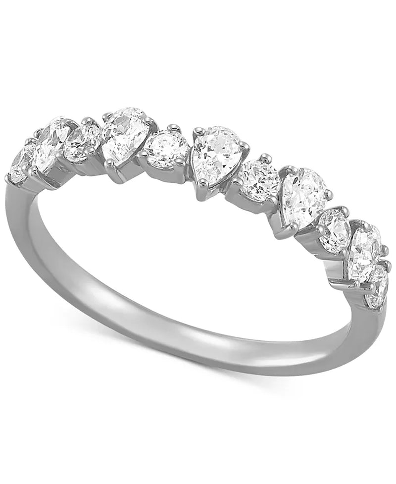 [14K, 3/4 Ct. T.W.] White Gold Diamond Pear-Cut Band