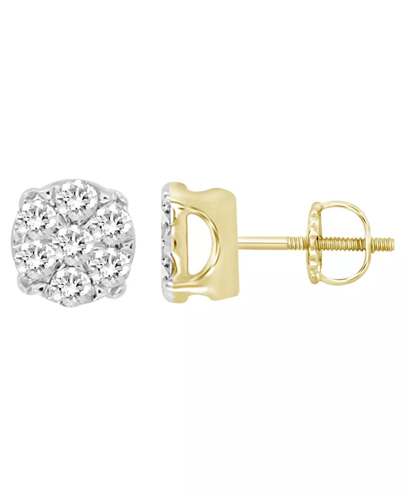 [10K, 1/4 Ct.T.W] Yellow Gold Diamond Earring Set