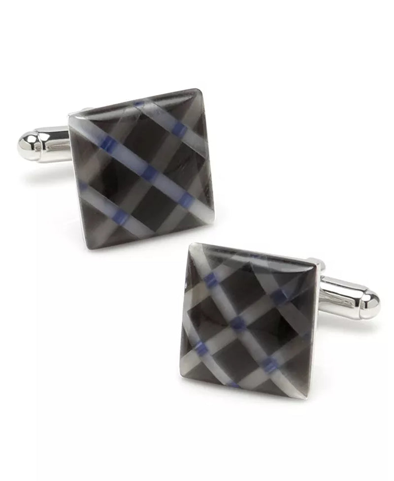  Lavish Cross Chex Diamond Gray Cufflinks