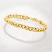 [14K] Yellow Gold Mens 8Mm Curb-Link 8.5" Bracelet. 