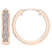 [14K, 0.30 Ct] Solid Gold Diamond Inout Side Hoop Earrings