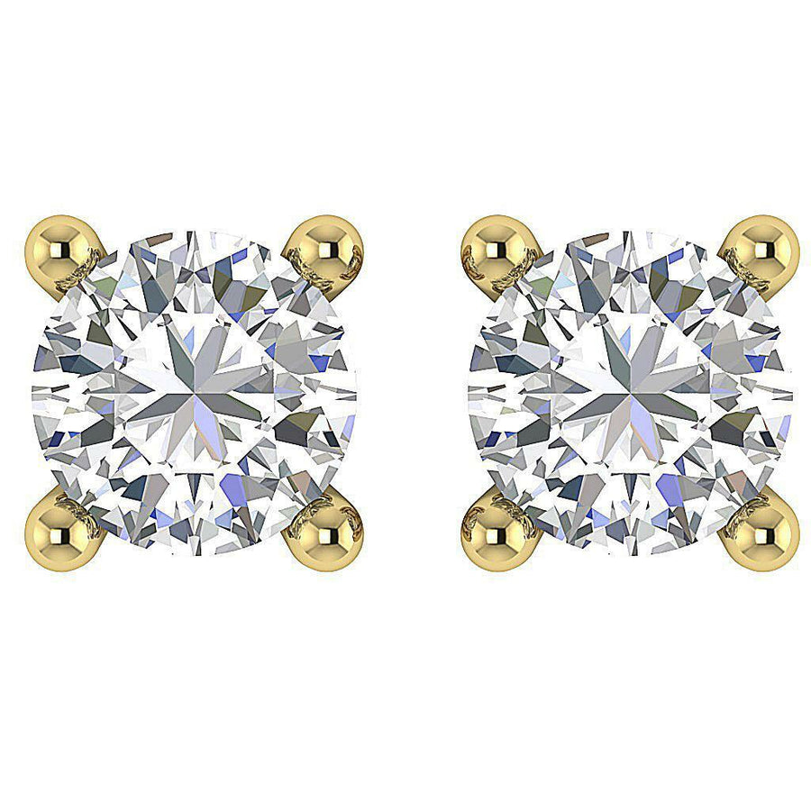 Solitaire Studs Earrings I1 G 0.30 Carat Natural round Diamond 14K Solid Gold