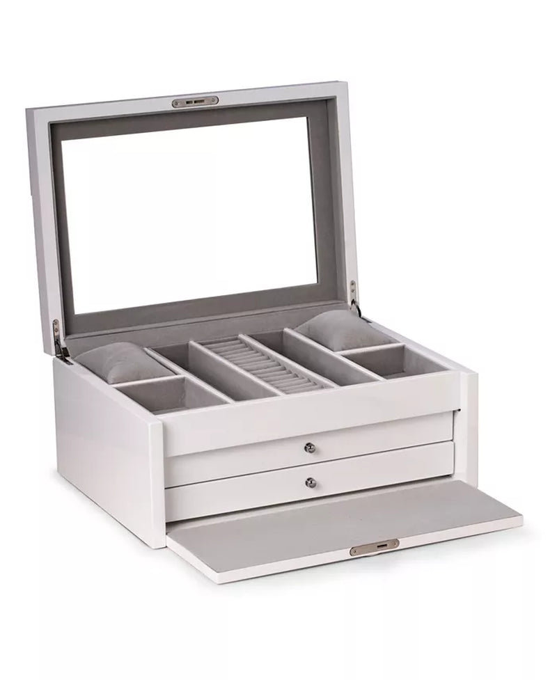 Lacquer Large Jewelry Box with Multi-Storage Compartments