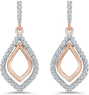 [10K, 1/4 Cttw] Rose Gold Diamond Dangle Earrings