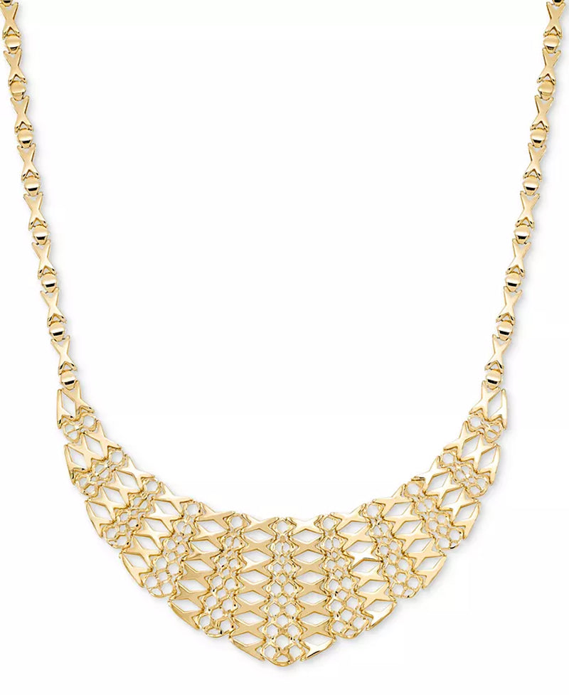 [14K] Gold-Plated Sterling Silver Graduated Openwork Statement Necklace