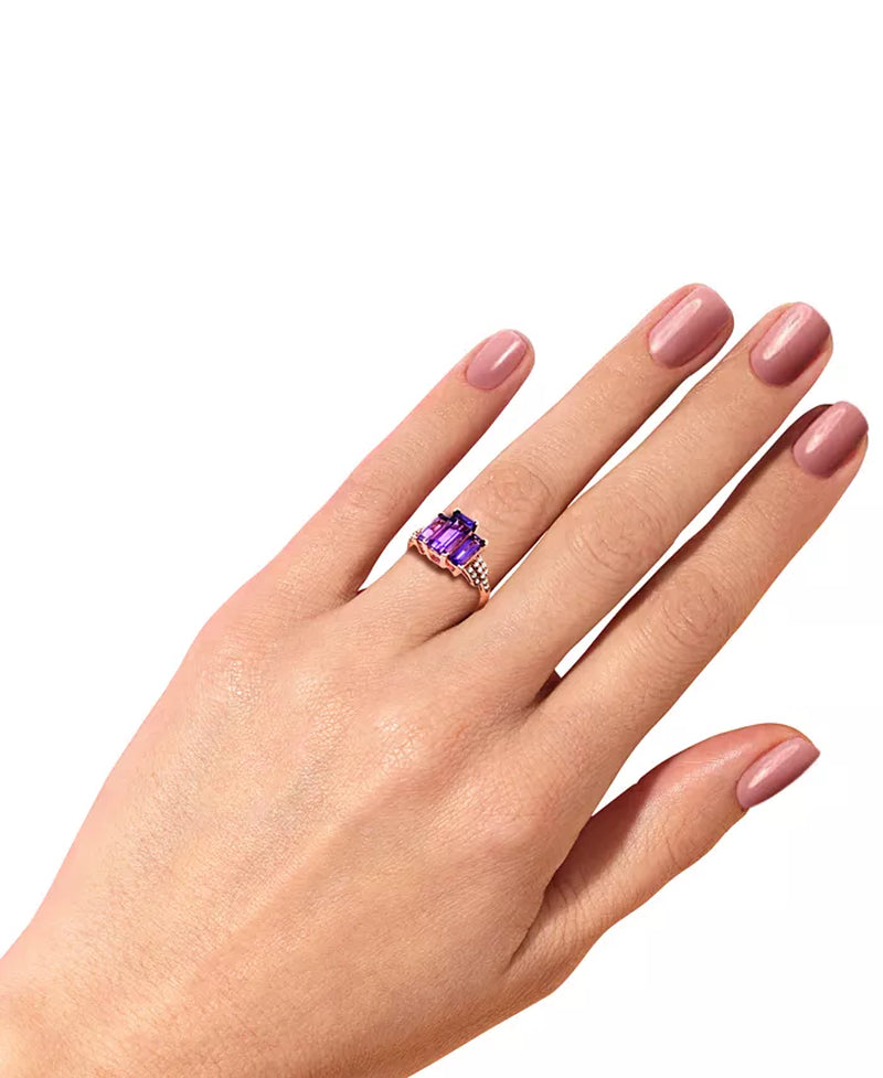 [14K] Rose Gold Amethyst (3-1/4 Ct. T.W.) & Diamond (1/5 Ct. T.W.)