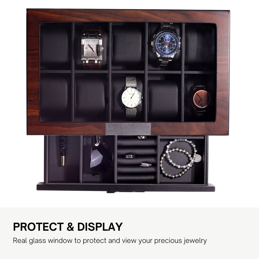 DECOREBAY Luxury Wooden Watch Valet Sunglasses Jewelry Box Men'S Gift -Dearest