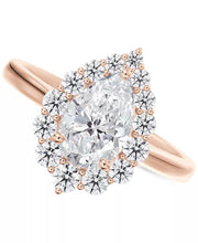 [14K, 7/8 Ct. T.W.] Rose Gold Diamond Pear-Cut Halo Engagement Ring