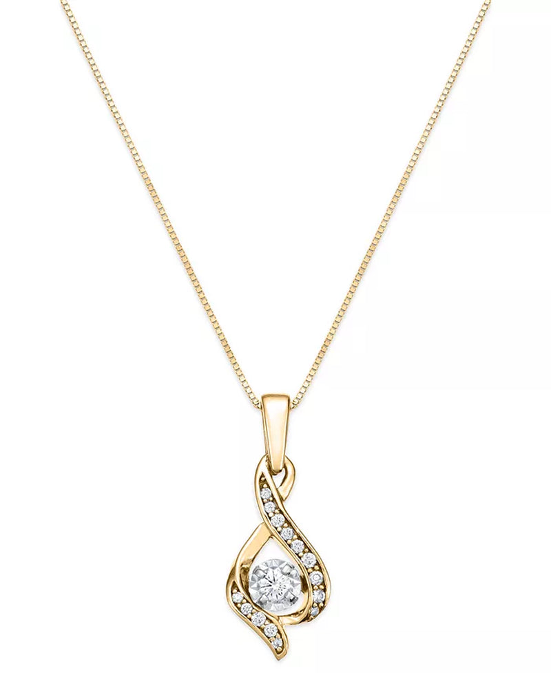 [14K, 1/8 Ct. T.W.] White Gold Diamond Teardrop 18" Pendant Necklace