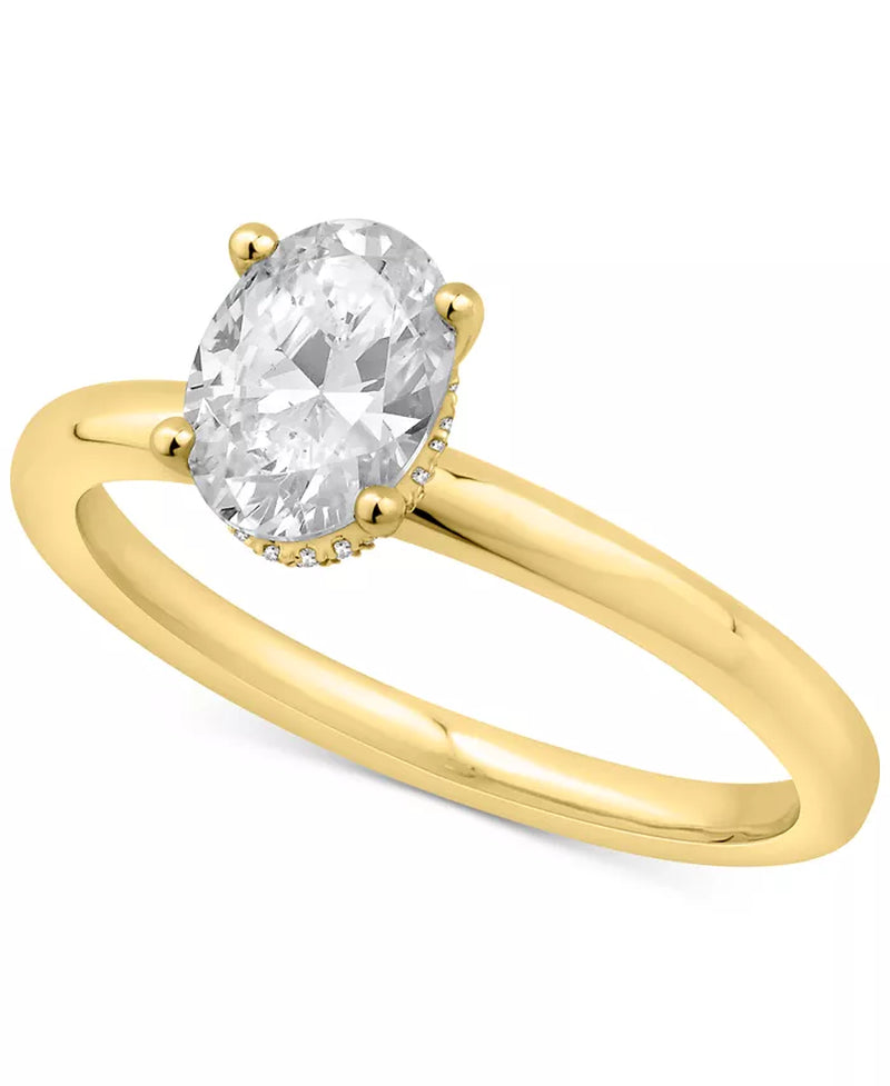 [14K, 1 Ct. T.W.] Gold GIA Certified Diamond Oval Engagement Ring