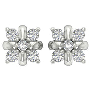 [14K, 0.30 Ct] White Yellow Rose Gold Designer Round Diamonds Studs Earrings