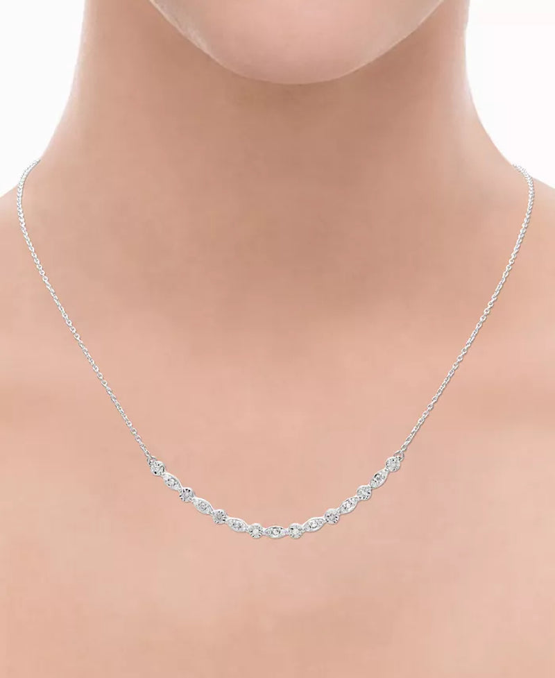 [1/4 Ct. T.W.] Sterling Silver Diamond Curved 18" Necklace