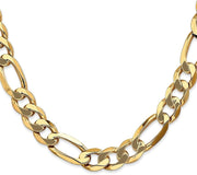 14K Yellow Gold 10Mm Flat Figaro Chain Necklace 26In Necklace for Men Women