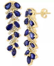 [14K] Yellow Gold  Blue Sapphire (4-1/3 Ct. T.W.) & Diamond (1/4 Ct. T.W.) Drop Earrings