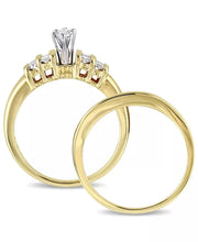 [14K, ] Yellow Gold Certified Diamond Marquise and Princess-Shape Bridal Set