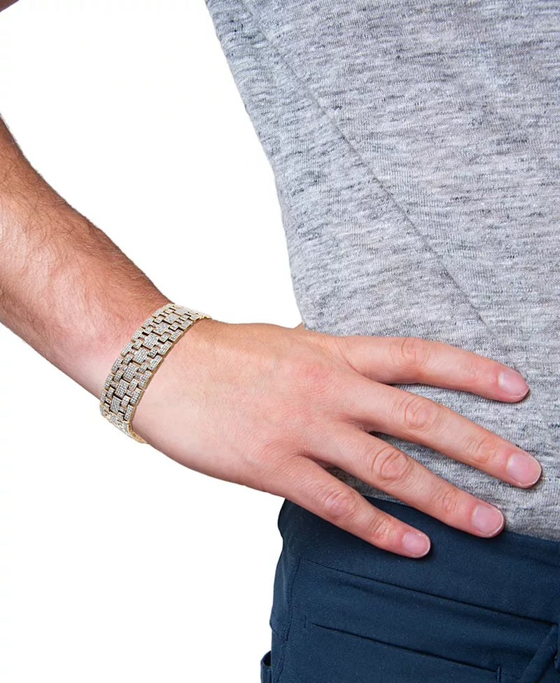 [14K, 4 Ct. T.W] Men's Gold-Plated Sterling Silver Diamond Bracelet
