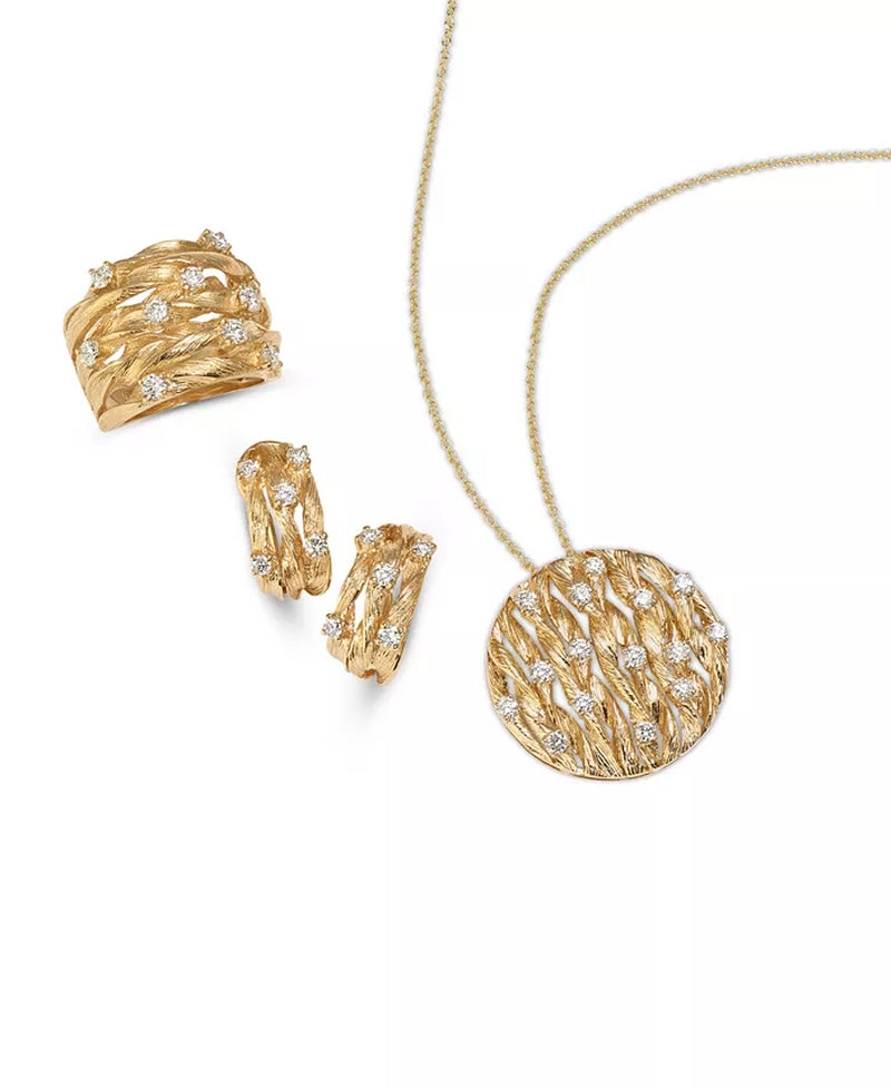D'Oro by EFFYÂ® Diamond Woven Ring (1 Ct. T.W.) in 14K Yellow Gold (Also Available in White Gold)