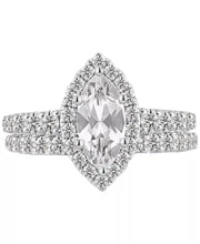 Set -[14K, 2-1/4 Ct. T.W.] White Gold  GIA Certified Diamond Marquise Halo Bridal Set