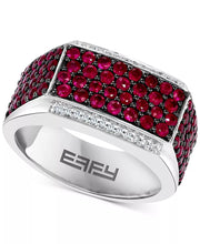 [2-1/2 Ct. T.W.] Men'S Ruby & Diamond (1/10 Ct. T.W.) Ring in Sterling Silver