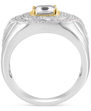 [14K, 3 Ct. T.W.] Gold-Plated Sterling Silver Men's White Topaz Halo Cluster Ring