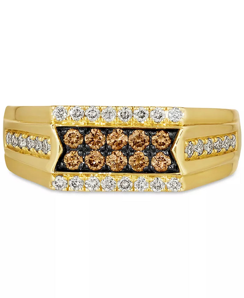 [14K] Gold Chocolate Diamond (1/3 Ct. T.W.) & Nude Diamond (3/8 Ct. T.W.) Cluster Ring