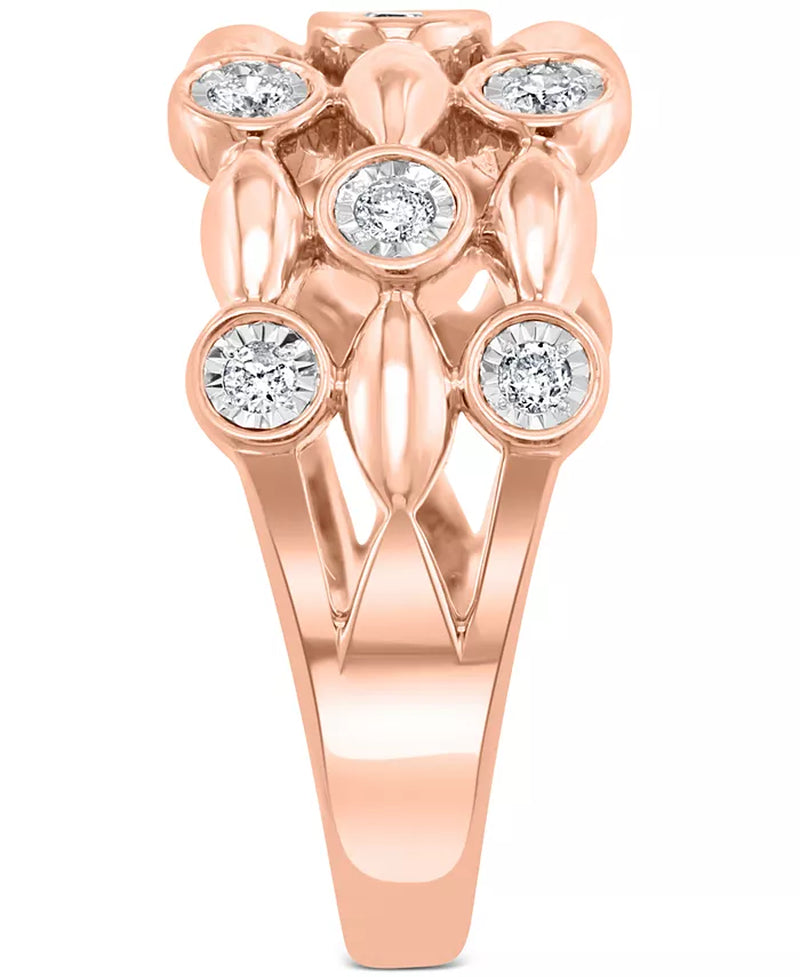 [14K, (1/4 Ct. T.W.] Rose Gold] EFFYÂ® Diamond Bezel Openwork Ring