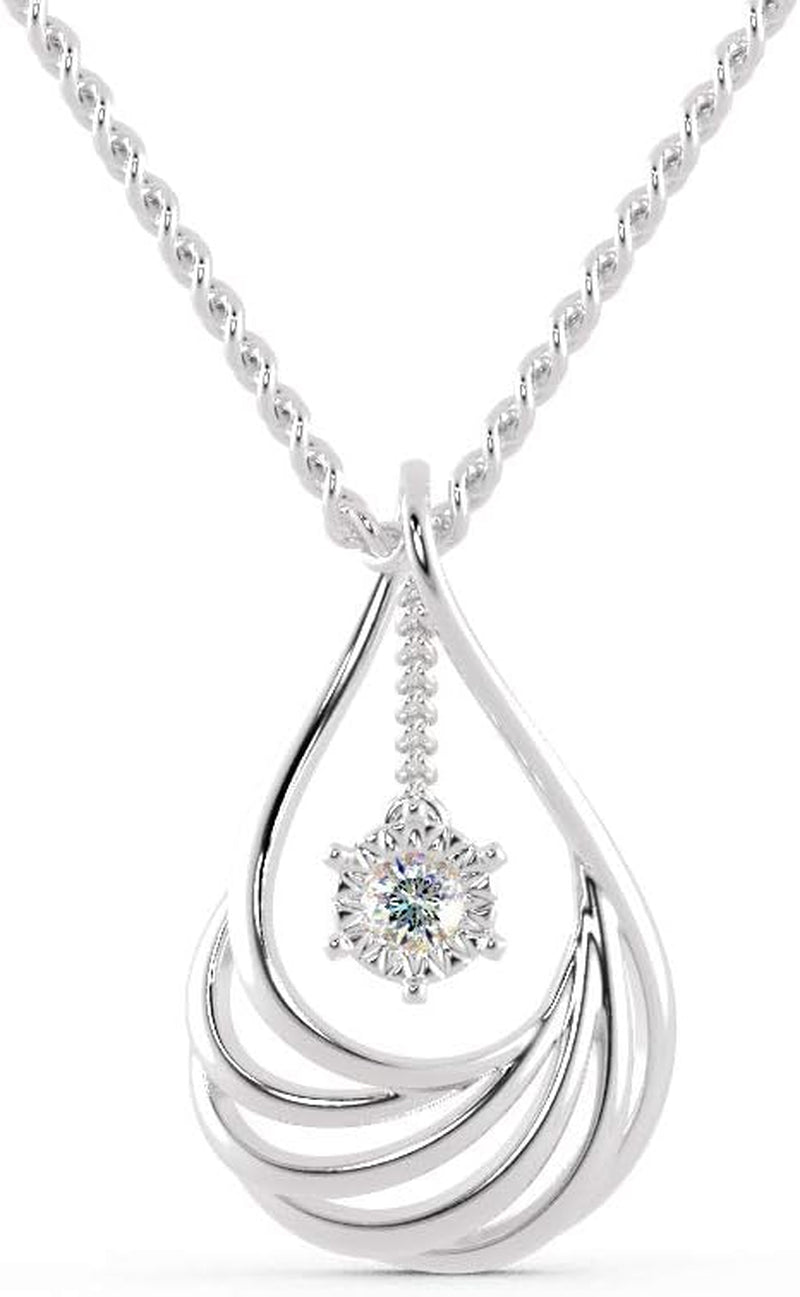 [14K, 18K, 0.1 Cttw] Solitaire Diamond Necklace With Natural Diamond Pendant Necklace