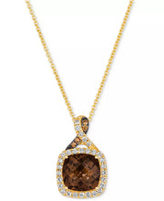 [14K, 2 Ct. T.W.] Yellow Gold Smokey Quartz & Diamond Mens Accent 19" Pendant