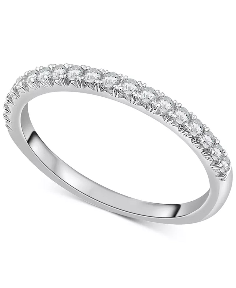 [1/4 Ct. T.W.] Platinum Diamond Half Circle Wedding Band