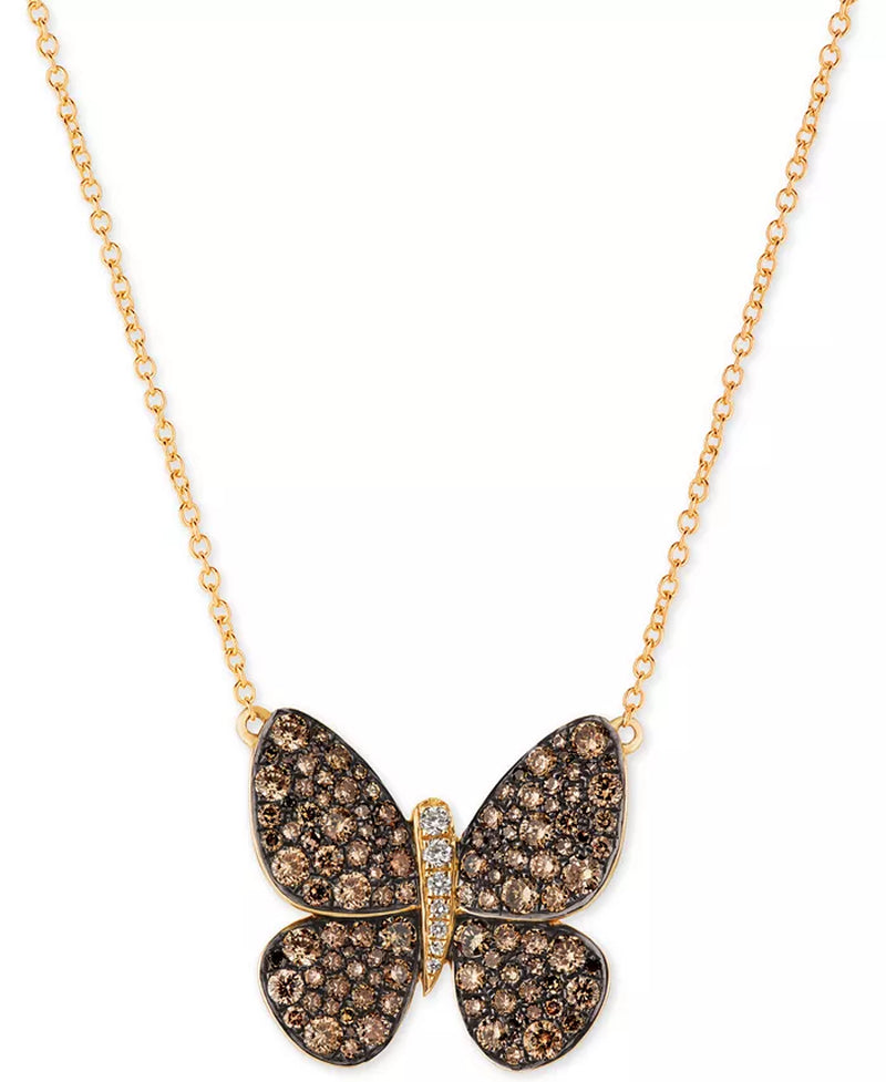 [14K, 1-7/8 Ct. T.W.] Rose Gold - Yellow Gold Chocolatierâ® Diamond Butterfly Pendant