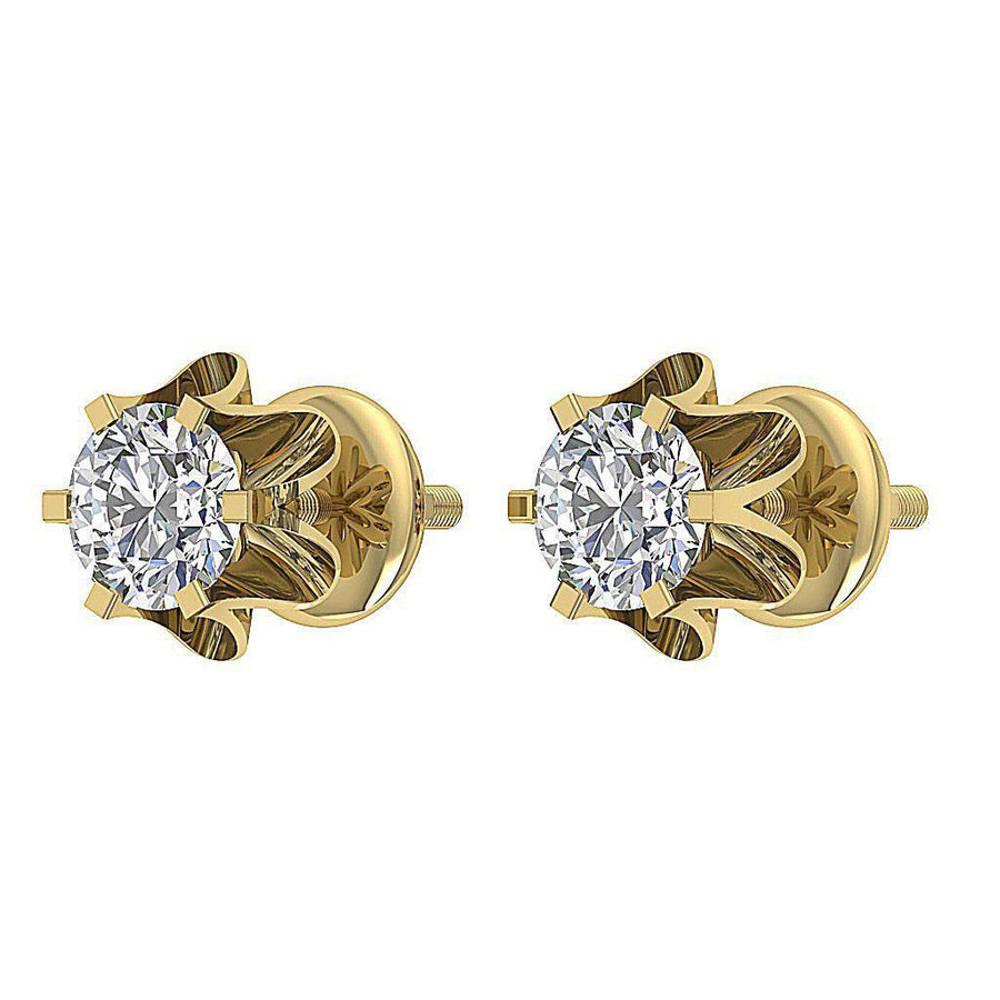 [14K, 0.55 Ct ]White Gold Six Prong Solitaire Lab Grown Round Diamond Studs